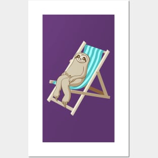 Funny sloth in a deck chair Posters and Art